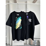 เสื้อยืดแขนสั้นลําลอง พิมพ์NY ป้ายMLB ทรงหลวม  แฟชั่นสตรีท Cottonแท้100%