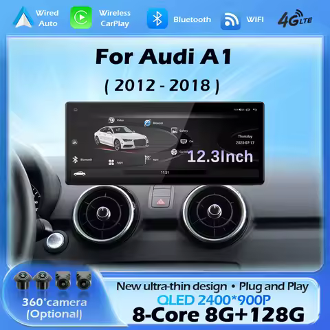 Ultra-thin host Wireless CarPlay Android 16 For Audi A1 2012 - 2018 Car Multimedia Radio Player DSP 