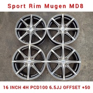 Ori Mugen MD8 Sport Rim 16 Inch 4H PCD100 16 x 6.5JJ Inset +50 For Honda Jazz & Honda City Tmo / Whe