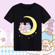 Littletwinstars Gemini Joint Cartoon Related Short Sleeve T-shirt Soft Girl Student Loose Couple Out