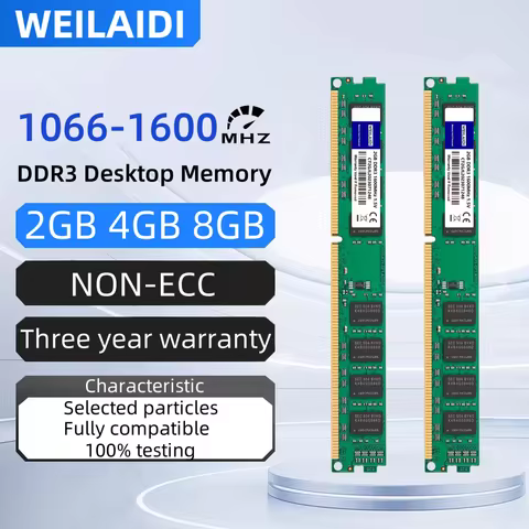 Desktop DDR3 RAM Memory 2GB 4GB 8GB 1066 1333 1600MHz PC3-8500 PC3-10600 PC3-12800 UDIMM 240PIN 1.5V