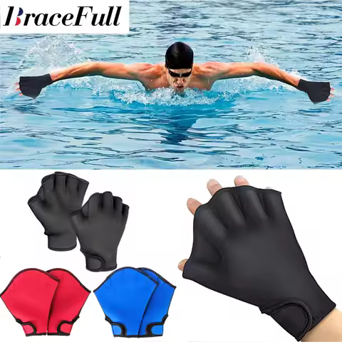 1 Pair Swimming Gloves Aquatic Swim Training Gloves Fitness Water Resistance Aqua Fit Paddle Trainin