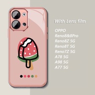 OPPO Reno11 Reno11F Reno10 Reno8 Reno8T 4G / 5G Reno8Z 7Z Ice Cream Pattern Phone Soft Case มาพร้อมกับการออกแบบฟิล์มเลนส์ A98 / A78 / A77 5G / A79 5G