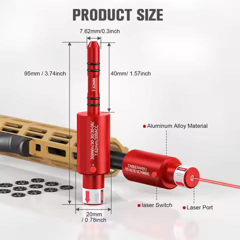 2-in-1 Rechargeable red dot Laser Bore Sighter –308WIN.7.62MM.300ACC Caliber for Shooting Training &