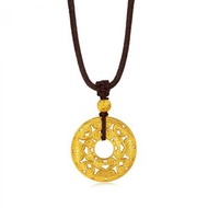 文化祝福「東方古祖」999.9 黃金如意平安扣男士頸鍊 計價黃金約 0.49 兩