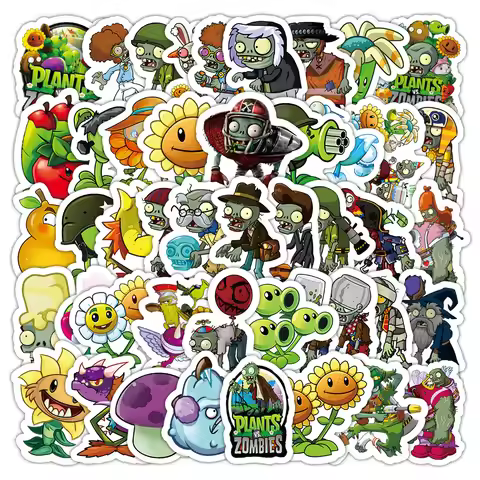 10/60PCS Casual Games Stickers Plants vs Zombies PVZ Cartoon Kids Toys Funny Graffiti Sticker Laptop