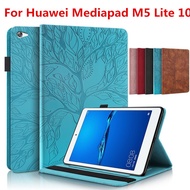 For 10.1 inch Huawei Mediapad M5 Lite 10 Life Tree PU Leather Stand Case Cover