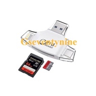 COTEETCI-4-IN-1 CARD READER Each Channel Includes Micro USB + Type-C + Lightning