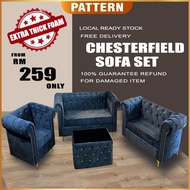 Chesterfield Sofa 1+2+3 Seater+ Coffee Table Sofa Set Modern Classic Sofa Velvet Fabric Sofa