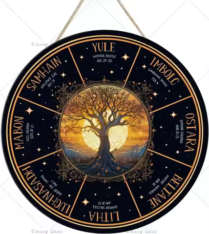 Wall Round Plaque Witch Pagan Wiccan Holiday Celtic Sabbat Vintage Gifts Home Bar Cafe Wall Decor Wh
