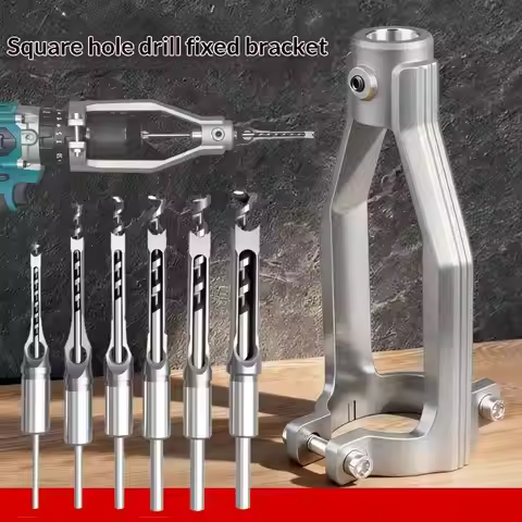 Square Hole Mortising Drill Bit Chisel Adapter 6.4/8/9.5/12.7mm High Hardness Durable Woodworking Sq