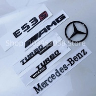 3D ABS Black Car Letters Logo E53 Fender TURBO 4MATIC Emblem Badge Rear Star AMG Sticker For Mercede
