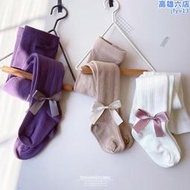 韓版女童內搭褲純棉連身襪寶寶春季蝴蝶結造型長襪兒童白色連身褲