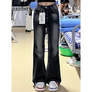 DaDuHey Black low-waisted lengthened low-rise micro-large jeans Women's new loose Slim wide-legged t