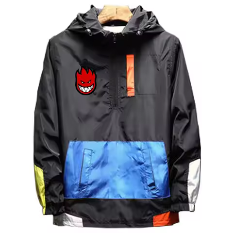 Ripper Spitfire Hip Hop Zombie Design Spitfire Wheels Jacket Zipper Hooded Bomber Jakcet Patchwork M