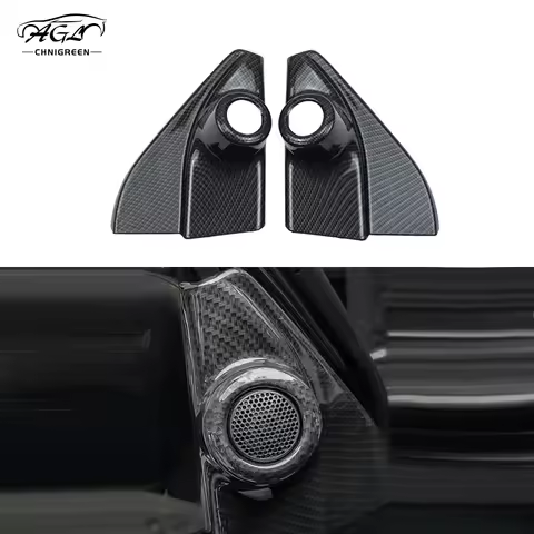 2pcs Carbon Fiber Color Bamboo Grain Car Pillar Speaker Frame Trim for Toyota Hilux Revo Conquest 20