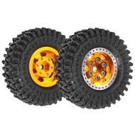 4pcs 1.0 Inch Beadlock Wheel & Rubber Tyre Set for 1/18 TRX4M 1/24 SCX24 FCX24 Mini RC Rock Crawler