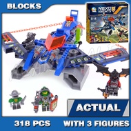 318pcs Nexo Knights Aaron Fox's Aero-Striker V2 Wing Crossbow Trigger Ejectable Mini-flyer 10517 Bui