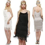 Women Straps Dress Tassels Glam Party Dress Gatsby Fringe Flapper Costume Dress