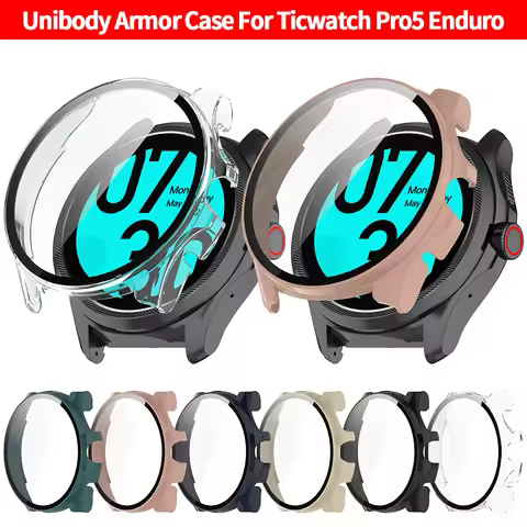 Tempered Glass + Case Cover For Ticwatch Pro 5 Smart Watch Strap Protective Bumper Screen Protector 