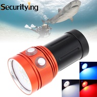 SecurityIng 120W 8000LM Bright LED Professional ไฟฉายดำน้ำรองรับใต้น้ำ100M IP68กันน้ำไฟฉายที่มีประสิ