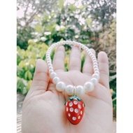 Premium Strawberry Pearl Elastic Cat Collar/ Elastic Strawberry Pearl Cat Necklace Strawberry Pearl 