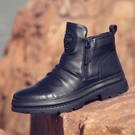 Tamias รองเท้าบูทหนังลำลอง โอเวอร์ไซส์ สีดำ สไตล์ธุรกิจ สำหรับผู้ชาย, รองเท้าบูทมาร์ตินผู้ชายสไตล์อังกฤษ 39-44~