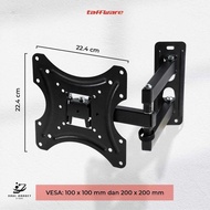 Taffware VESA Telescopic TV Bracket 200 x 200 for 17-42 Inch TV - X-200