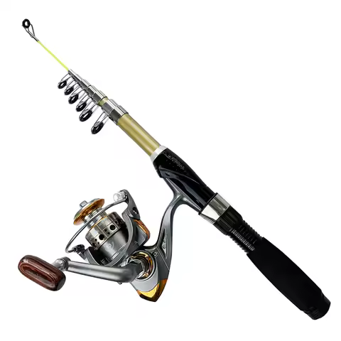 GHOTDA Short Fishing Rod Set for Children Child Telescopic Fishing Rods with Spinning Reel Mini Trav