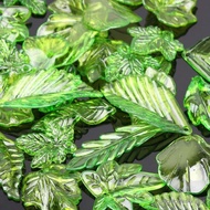 ALLGOODS 30pcs Green Transparent Leaf Shape Beads, Leaf Shape Acrylic Beads Green Acrylic Leaf Beads