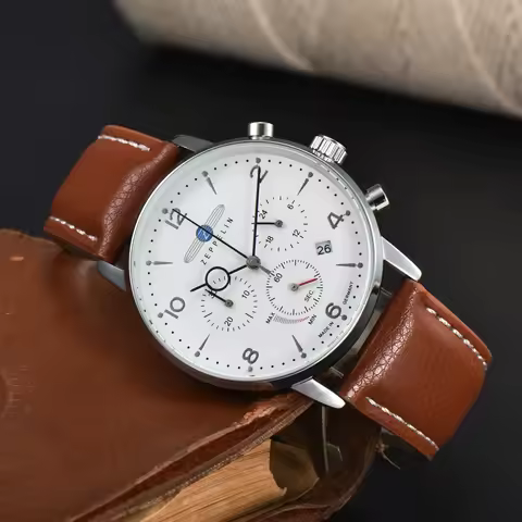 2026 Hindenburg Zeppelin 8086-4 Automatic Date Multifunctional Chronograph Series Top Leather Watch
