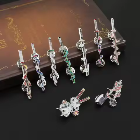 Anime Demon Slayer Brooch Cosplay Uzui Tengen Kochou Shinobu Weapon Badge Metal Brooch Fashion Jewel