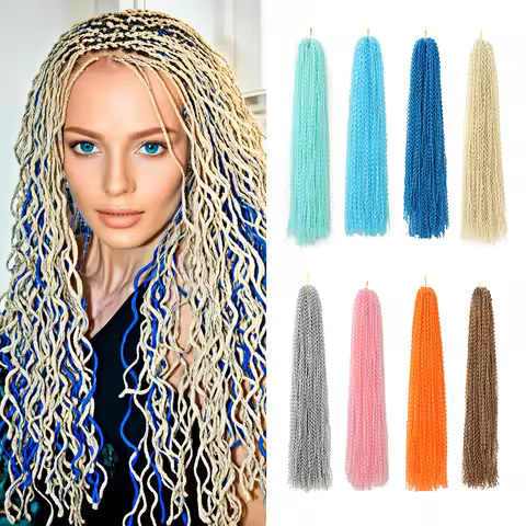 3X Pre-Looped Curly Synthetic Zizi Braids Thin Small Box Braid Crochet Twisted Hair Synthetic Kaneka