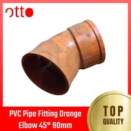 High Quality PVC Pipe Fitting Orange  Elbow 45° 90mm