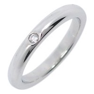 Tiffany & Co. Stacking Band 戒指，尺寸 5.5，Elsa Peretti，Pt950 鉑金鑲嵌鑽石，約 4.5 克，女士，二手