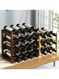 1入手工製作的棕色竹子diy酒架,存放葡萄酒、葡萄酒、酒具的儲物架