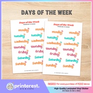 PRINTEREST Weekdays Label Premium Vinyl Stickers - Journal Planner Aesthetic Sticker