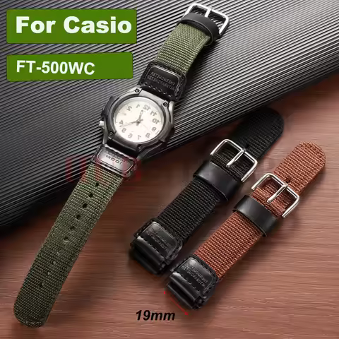 19mm Wear-resistant Strap for Casio FT-500WC Series Soft Breathable Waterproof Men Women Vintage Nyl
