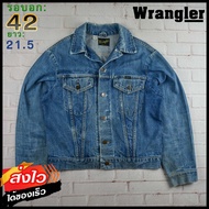 Wrangler®แท้ อก 42 เสื้อยีนส์ เสื้อแจ็คเก็ตยีนส์ ผู้ชาย แรงเลอร์ สียีนส์ เสื้อแขนยาว เนื้อผ้าดี Made in U.S.A.