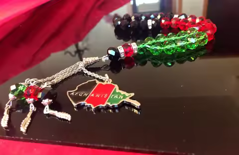 Afghanistan Necklace Flag T'Shirt Map Bracelet Pendant Prayer Beads Rosary Tasbih Afghan Tesbih Tesp