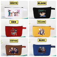 Cartoon Canvas Bag Detective Conan Zipper Pen Bag Large Capacity Makeup Storage Bag Student Statione
