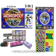 Ready - Monopoly 5 In 1 Halma, Chess, Ladder Snake, Ludo