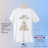 Gults490 Merry Christmas Natal Meow Kaos Anak &amp; Dewasa