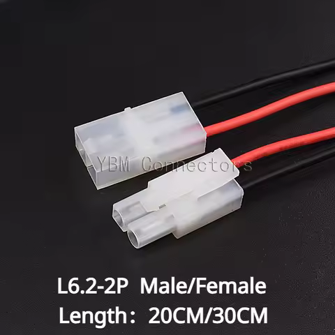 5Pairs 6.2mm 2 Pin 22AWG L6.2-2P Tamiya Male Female Male and Female with 20cm 30cm Long Wire Cables 