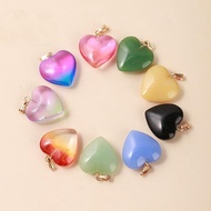 diy multi-color glass heart pendant necklace accessory heart-shaped glass pendant