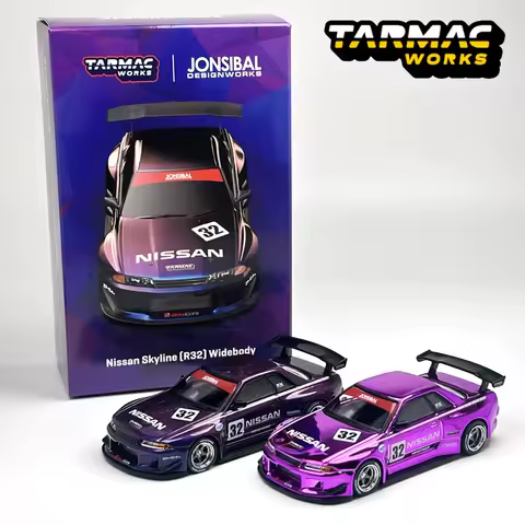 TW 1:64 Tarmac Works Nissan Skyline R32 Widebody Midnight purple alloy Car Model Chase