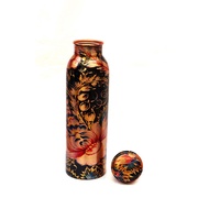 Handmade Pure Copper Printed Engraved and Antique Design 1 L Water Bottle [Deepavali / Diwali]