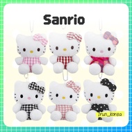[SANRIO] Hello Kitty 50th Anniversary Check & Dot Pattern Plush Keyring (6 Types)