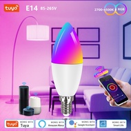 E14 5W 7W 9W WiFi Tuya Smart Light Bulb RGBCW LED Cle Lamp Timer Voice Control Dimmable F Smart Life