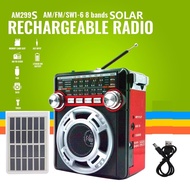 KUKU Solar radio AM/FM/SW 8-band radio with USB/TF music player and LED light/Solar Panel AM-299S